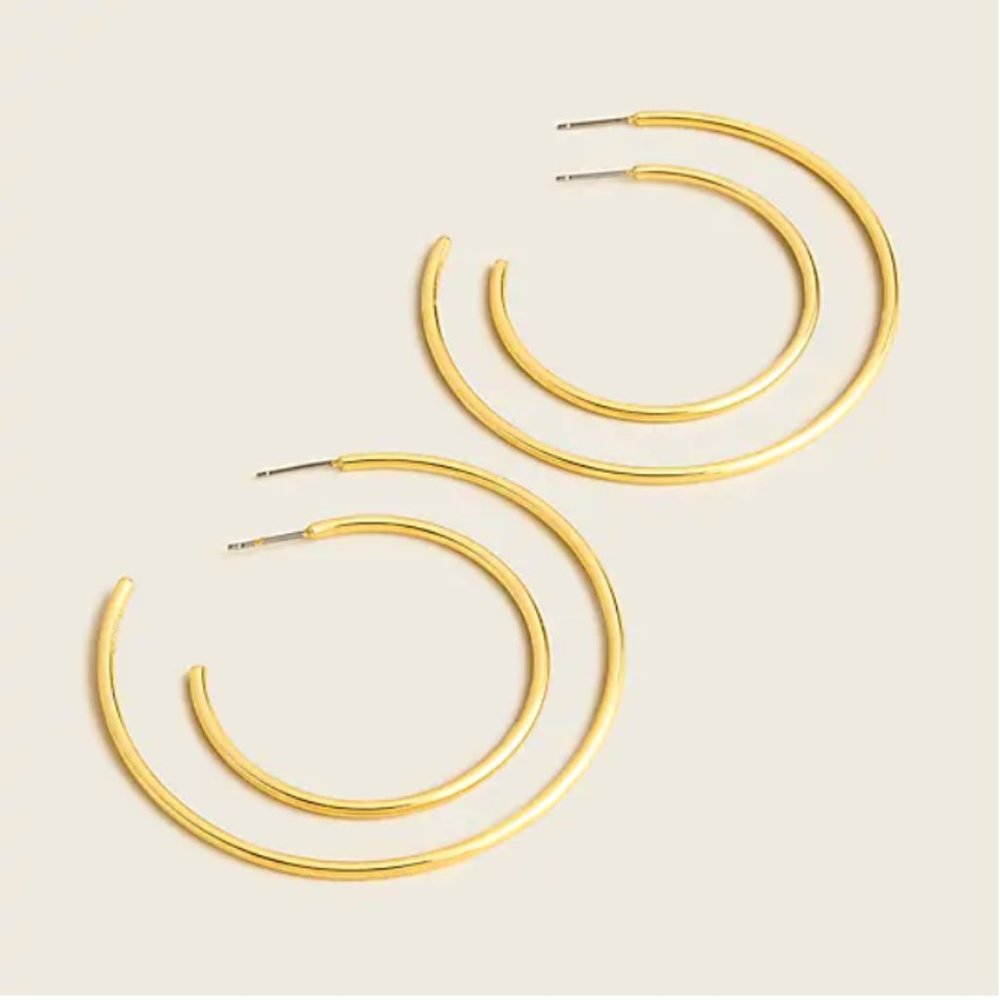Thin Gold Hoop Set (Two Earring Pairs)
